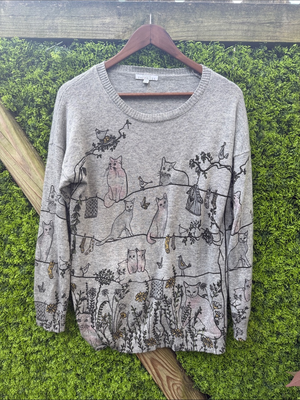 Catalog Favorites Cat Print Crewneck Sweater